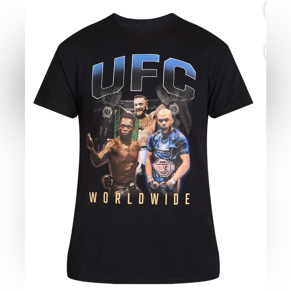 UFC Worldwide T-Shirt sz Small MMA GOAT Licensed Jones McGregor Adesanya NEW